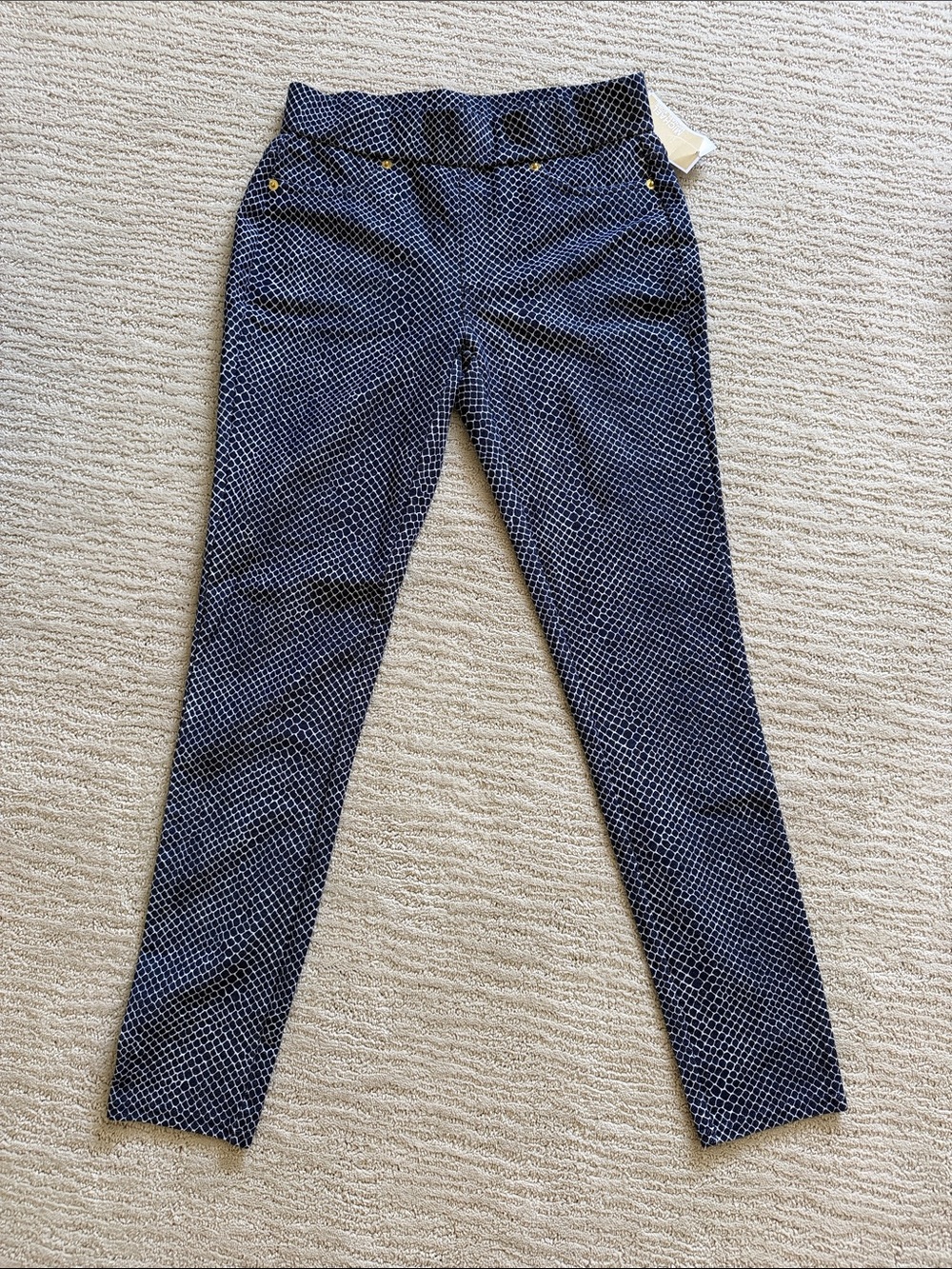 MICHAEL Michael Kors Navy and White Skinny Ankle Pants